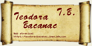 Teodora Bačanac vizit kartica